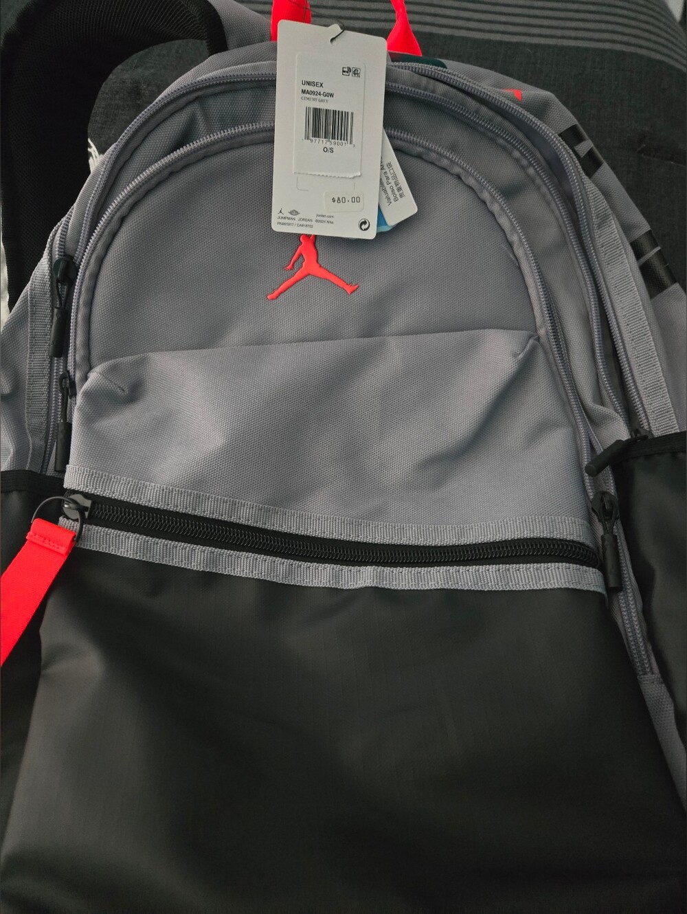 Jordan Air Black Grey and Red Unisex Backpack
